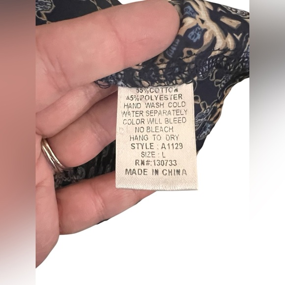 Umgee Blue and Tan Dress/Swimsuit Cover on Playful Pattern Size L - Picture 4 of 8